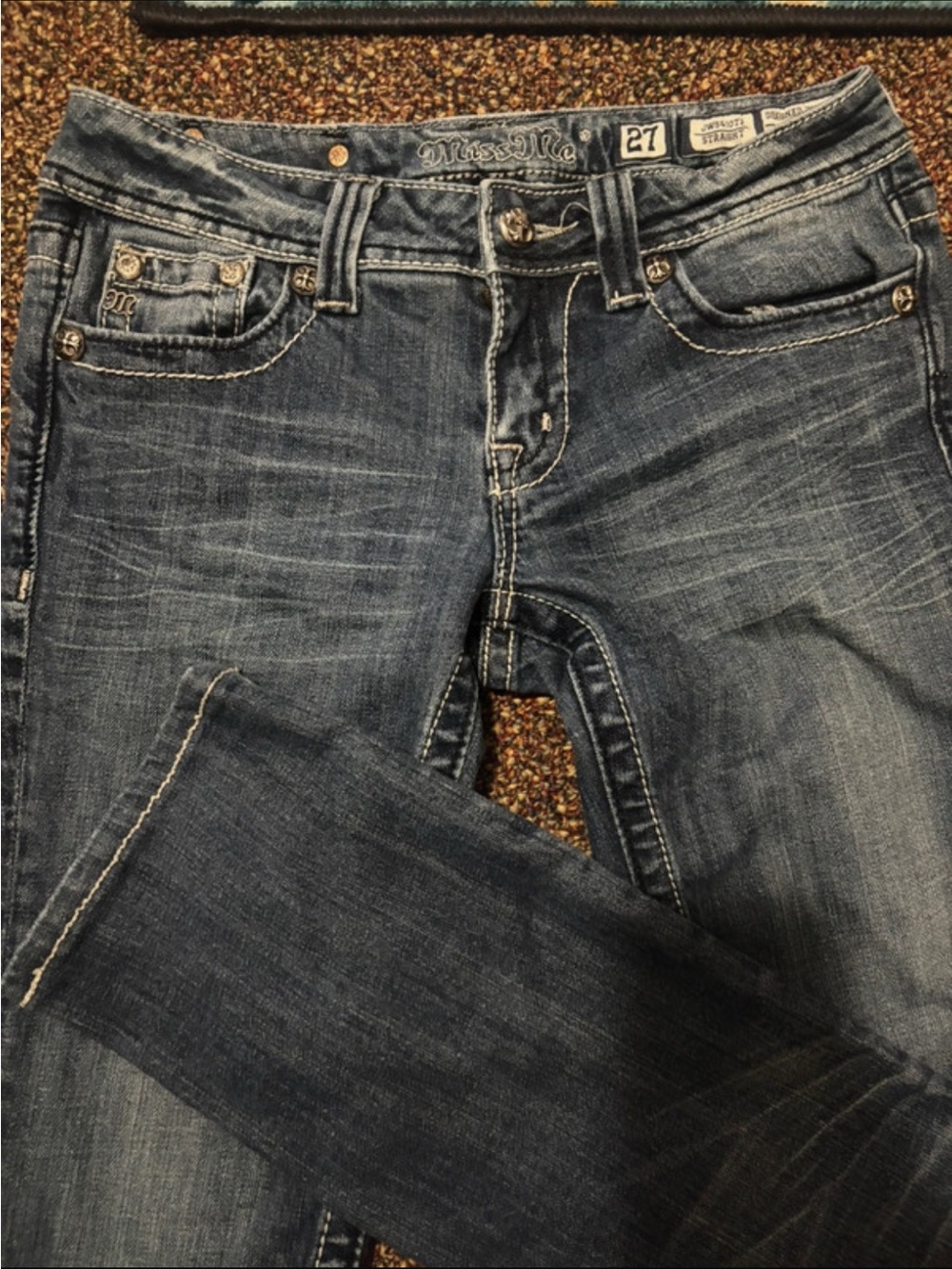 Miss Me Women's Dark Blue Skinny Jeans - Faded Indigo Wash